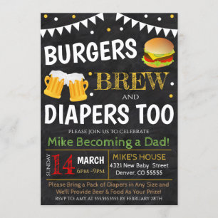 Burgers et invitation au Baby shower de la bière