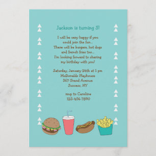 Burgers Hot Dogs en Fries Invitation Kaart