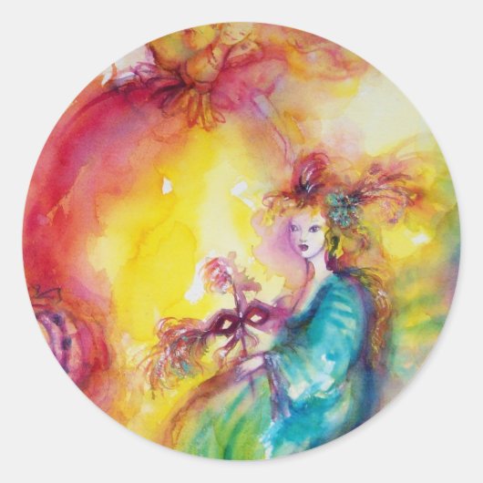 BURGERS VAN DE CARNIVAL / Venetiaanse Masquerade D Ronde Sticker (Voorkant)