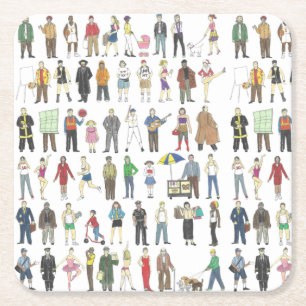 Burgers van de stad NYC New York Vierkante Kartonnen Onderzetter