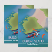 Burgh Island Devon reis kaart (Voorkant / Achterkant)