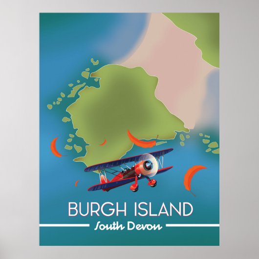 Burgh Island Devon reiskaart Poster (Voorkant)