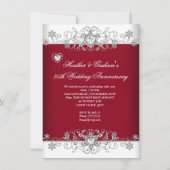 Burgundy 25th Wedding Jubileum Diamond Hearts Kaart (Achterkant)