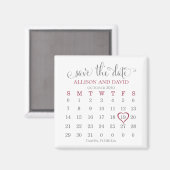 Burgundy 5 Rows Calendar Save the Date Wedding Magneet (Voorkant / Achterkant)
