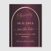 Burgundy 70e verjaardag Save the Date-magneet (Voorkant)