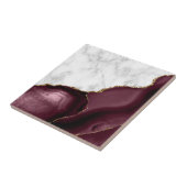 Burgundy Agate Gold Glitter White Marble Tegeltje (Zijkant)
