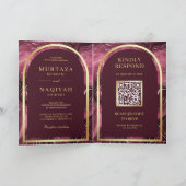 Burgundy Agate Marmer QR Code Moslim Huwelijk (Binnen)
