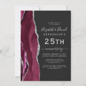 Burgundy Agate Silver Dark 25th Anniversary Kaart (Voorkant)