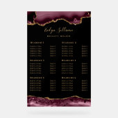 Burgundy Agate Tarifs Inscription acrylique (Recto)