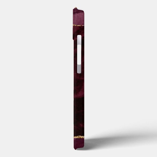 Burgundy Agate Waterverf Gold Monogram Case-Mate iPhone Case (Achterkant / Links)