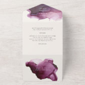 Burgundy Alcohol Ink Texture bruiloft All In One Uitnodiging (Buitenkant)