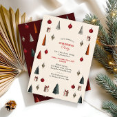 Burgundy and Beige Retro Christmas Party Kaart