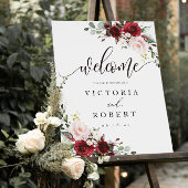 Burgundy and Blush Floral Wedding Welcome Sign Poster