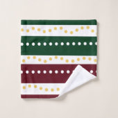 Burgundy and Emerald Stripes Polka Dots Christmas  (Gant de toilette)