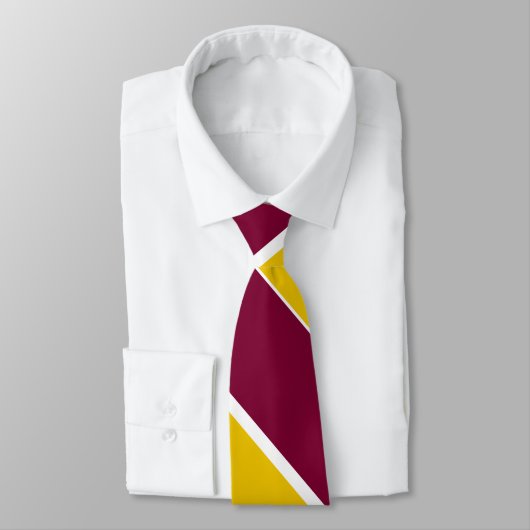Burgundy and Gold Broad University Stripe Stropdas (Gebonden)