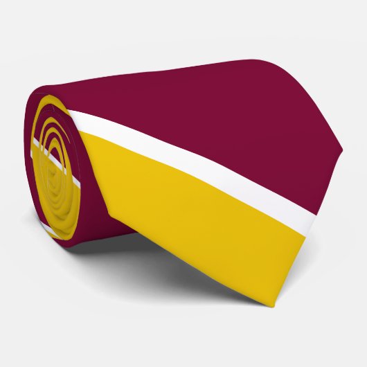 Burgundy and Gold Broad University Stripe Stropdas (Opgerold)