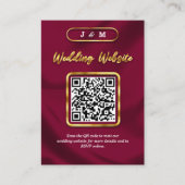 Burgundy and Gold Wedding Website QR Code Custom Informatiekaartje (Voorkant)
