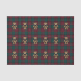 Burgundy and Green Teddy Tartan Tissue Paper Tissuepapier