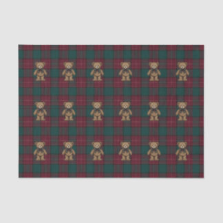 Burgundy and Green Teddy Tartan Tissue Paper Tissuepapier