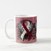 Burgundy and Ivory Ribbon with Wings Coffee Mug (Gauche)