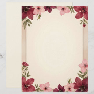 Burgundy and Pink Border Stationery Paper Briefhoofd