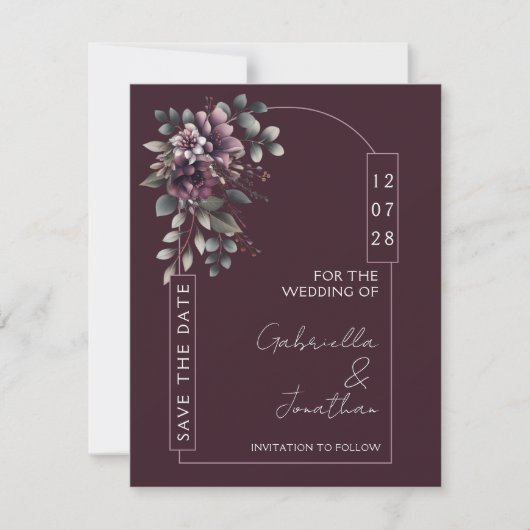 Burgundy and Sage Arch Save the Date | Invitation (Devant)