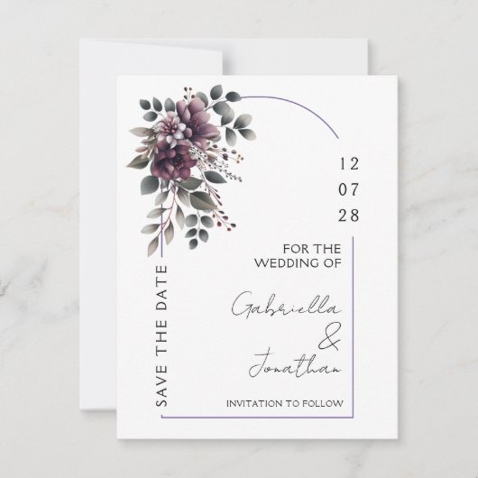 Burgundy and Sage Arch Save the Date | Invitation (Devant)