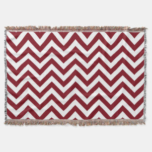Burgundy and White Large Chevron ZigZag Pattern Deken