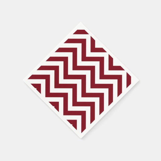 Burgundy and White Large Chevron ZigZag Pattern Servet (Hoek)
