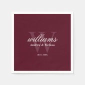 Burgundy and White Monogram Wedding Servet (Voorkant)