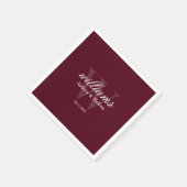 Burgundy and White Monogram Wedding Servet (Hoek)
