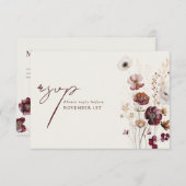 Burgundy Anemone Floral Mariage Repas RSVP (Devant / Derrière)