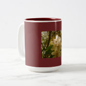 Burgundy Apple Blossom Design Tweekleurige Koffiemok (Voorkant links)