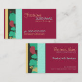 Burgundy Aqua Birdy Visitekaartjes (Voorkant / Achterkant)