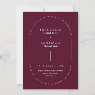 Burgundy Arch QR Code Mariage Photo Invitation