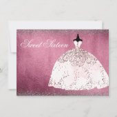 Burgundy Argent Rose Or rose doux 16 Invitation (Devant)