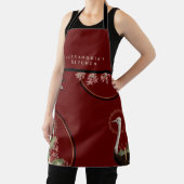 Burgundy Artistic Floral + Jouw naam Kitchen Schort (Insitu)