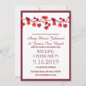 Burgundy Automne Feuilles de mariage Invitations (Devant)