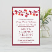 Burgundy Automne Feuilles de mariage Invitations (Debout devant)