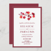 Burgundy Automne Feuilles Mariages Invitations (Devant / Derrière)