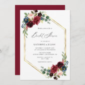 burgundy automne fleurie nuptiale invitation (Devant / Derrière)