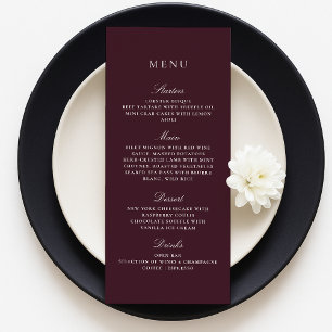 Burgundy Automne Hiver Élégant Menu Mariage