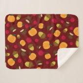 Burgundy Autumn Pumpkin Berries Chestnut Pattern Sherpa Deken (Voorkant (horizontaal))