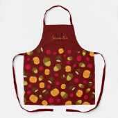 Burgundy Autumn Pumpkin Berries Pattern Monogram Schort (Voorkant)