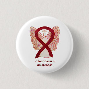 Burgundy Awareness Ribbon Angel Custom Pins Ronde Button 3,2 Cm