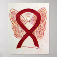 Burgundy Awareness Ribbon Angel Poster Art Imprime