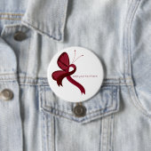Burgundy Awareness Ribbon Butterfly Button (In situ)