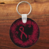 Burgundy Awareness Ribbon Grunge Heart Sleutelhanger (Voorkant)
