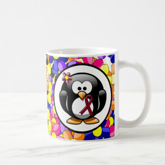 Burgundy Awareness Ribbon Penguin Koffiemok