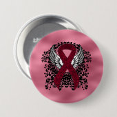 Burgundy Awareness Ribbon with Wings Ronde Button 7,6 Cm (Voorkant /achterkant)